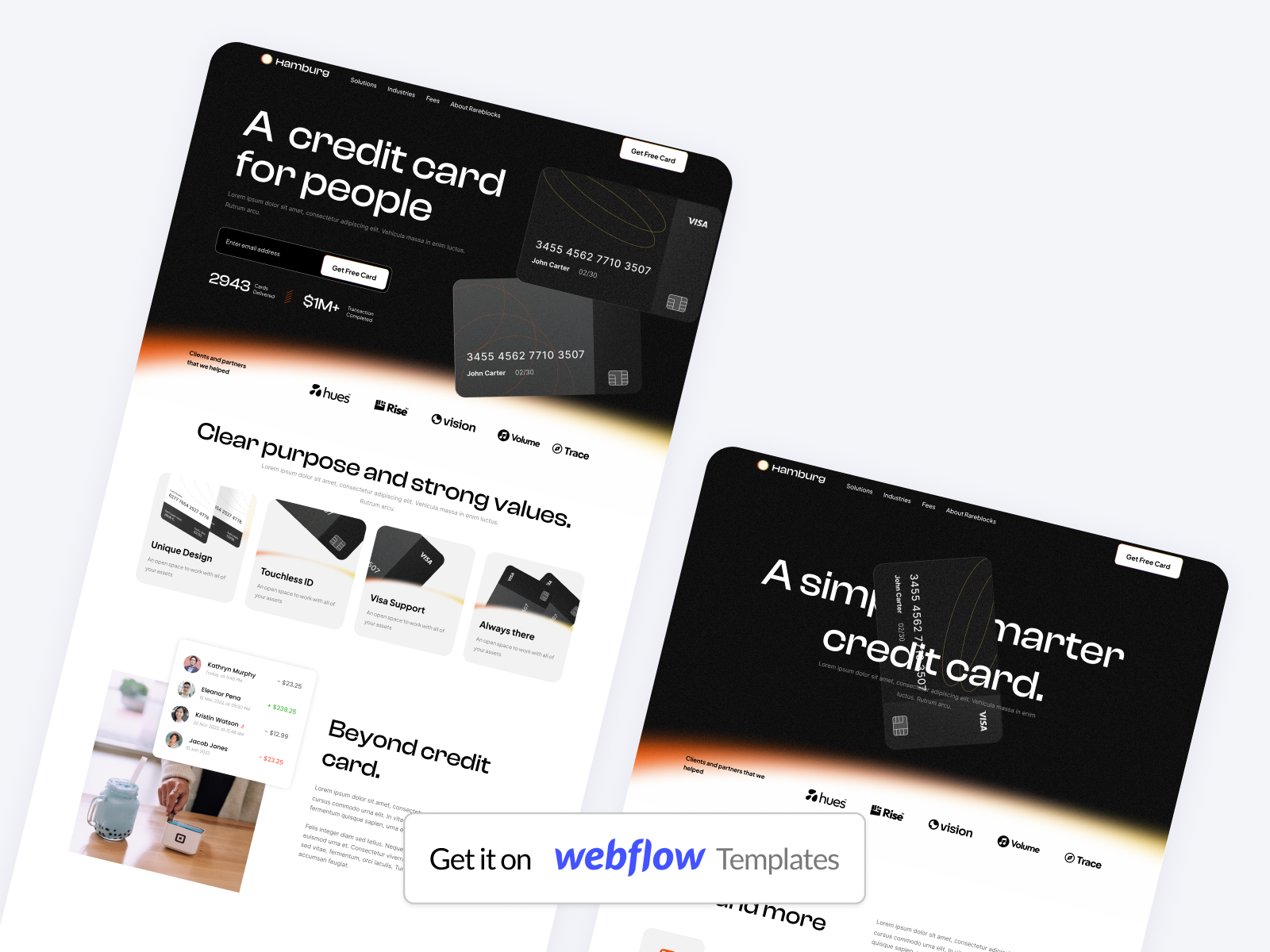 Hamburg Fintech Webflow templates by Nuhi Ademaj for azwedo on Dribbble
