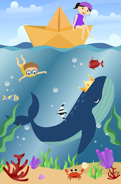 Sibling Sea diving kids illustration book cover design graphic design illustration kids illustration poster vector