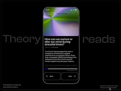 Mobile app design, Trackr, Design Courses article dark darkmode mobile mobileapp navigation progressbar reading theory typography ui ux visual visualdesign