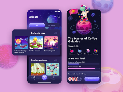 Space quests app app game design game graphic design quests ui ux