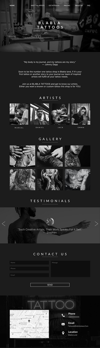 BLABLA Tattoos design figma shop tattoo tattoo shop ui user interface uxui webdesgin