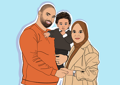 My family cartoon family illustration muslim procreate sticker