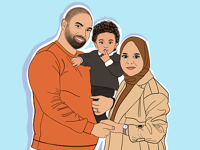 My family cartoon family illustration muslim procreate sticker