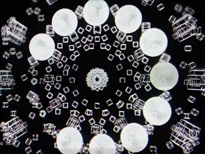 Lab ✷ Analog code experiments 3d analogue animation camera code creative code crt cubes digital experiment generative generative code macro monitor motion graphics movement processing sound spheres