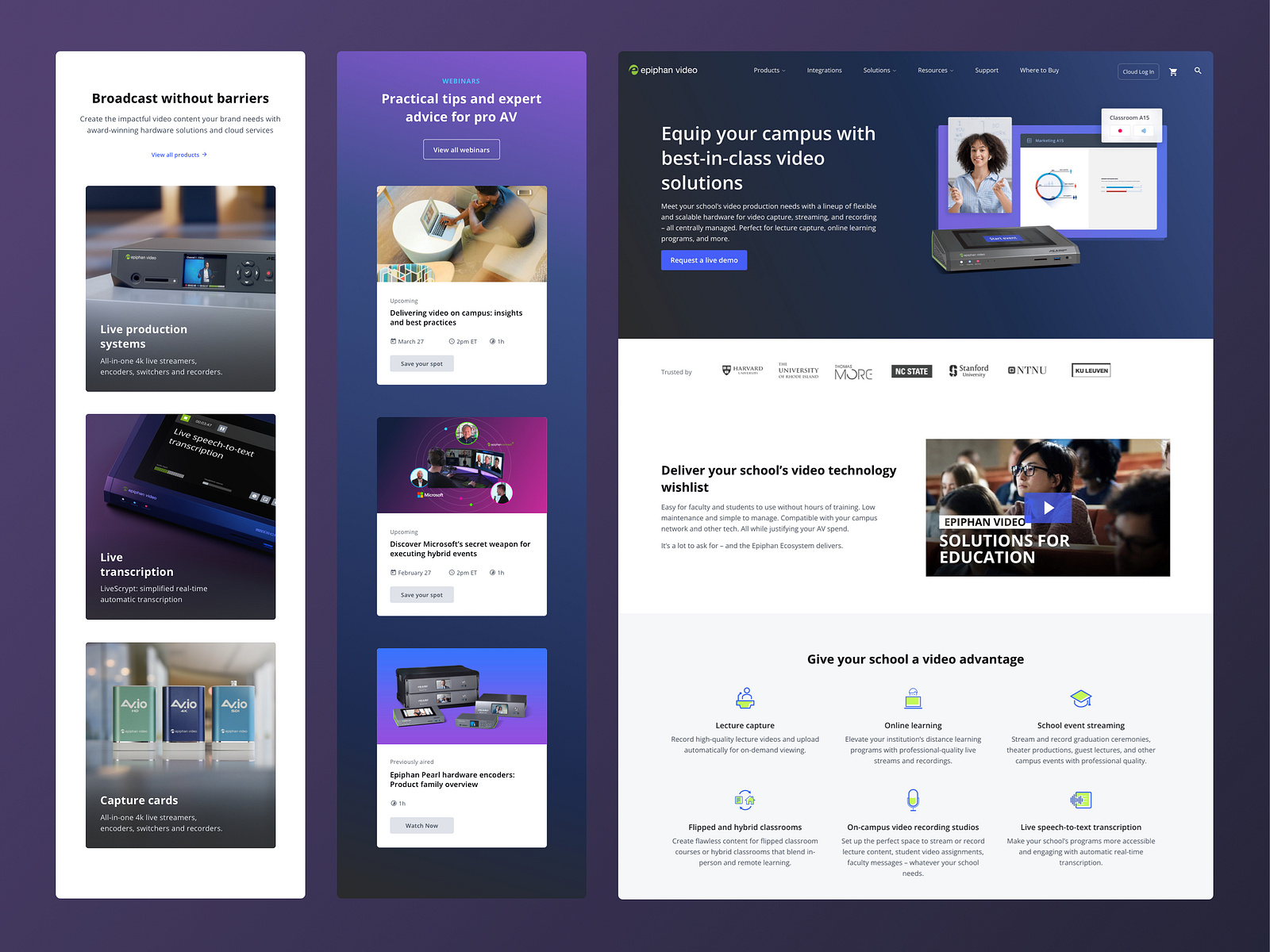 Epiphan Video – Website redesign by Marcos Duda on Dribbble