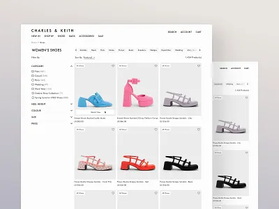 Charles & Keith Products List Redesign catalog concept design ecommerce landing marketplace online store products products list redesign shoes shop typography ui us ux web