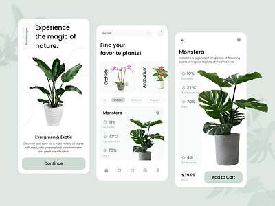 Bloomscape: Your Gateway to Evergreen Exotic Plants app branding design figma green minimal modern plant ui ux