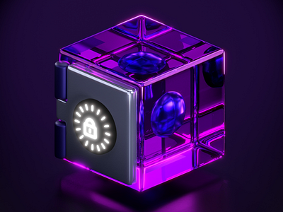 Safe the 3D-Art treasure 3d animation art asset blender dao dark design glass isometric loop metal nft oz purple