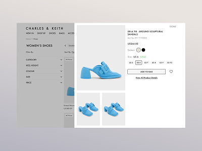 Charles & Keith Product Quick View blue concept design ecommerce landing marketplace online store quick view redesign shoes shoes store store typography ui ux web white