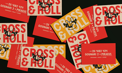 Cross & Roll - Business Cards bakery branding business card croissant croissant logo design graphic design illustration logo mark red