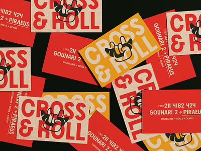 Cross & Roll - Business Cards bakery branding business card croissant croissant logo design graphic design illustration logo mark red
