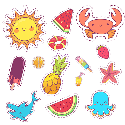Summer stickerpack art beautiful card design illustration logo