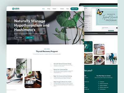 Health Program Website: Landing Page clean clean ui green health landing page modern modern design organic thyroid ui web design webflow website wellness