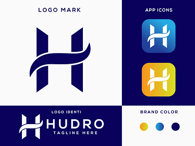Concept : Hudro - H Letter Logo Design (Unused) brand identity company logo h icon h logo icon icon design letter logo