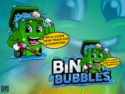 Mascot/Logo - Bin Bubbles 99designs behance bin bubbles cleaning evanscrea illustration logotoons mascot character vector washing