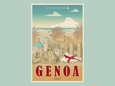 See Genoa design genoa illustration italy poster retro travel travel poster