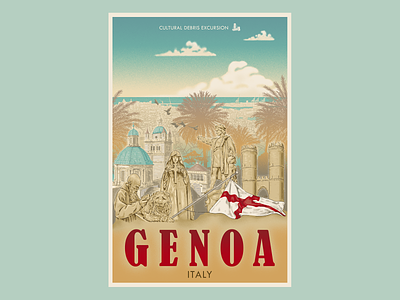 See Genoa design genoa illustration italy poster retro travel travel poster