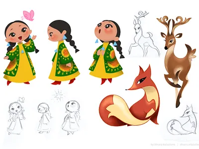 Mascot Design animals book illustration childrens book cute deer fox girl illustration mascot