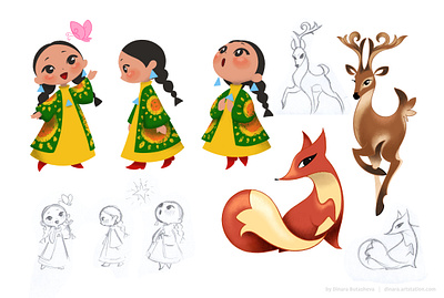 Mascot Design animals book illustration childrens book cute deer fox girl illustration mascot