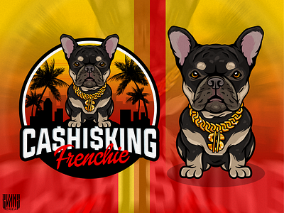 Logo/Mascot Cash is King Frenchie 99designs behance bulldog cash design evanscrea frances illustration king logo logotoons mascot character vector