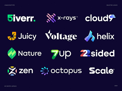 Selected logos from 36 Days of Type blockchain branding gradient icon identity lettering logo
