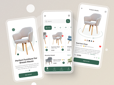 Furniture Store Mobile App app design chair chair app clean ui decoration ecommerce ecommerce app furniture app home decor interior design living room marketplace mobile ui online shopping online store sofa ui design user interface wood product