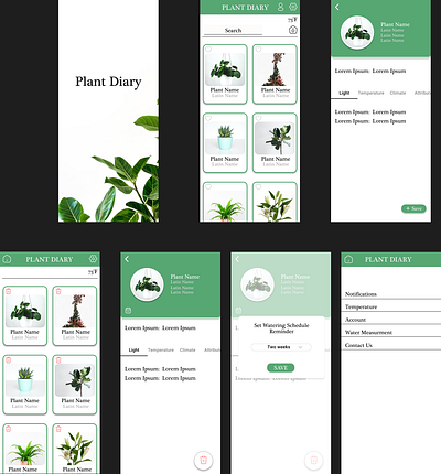 Plant Diary figma mobile prototypes ux