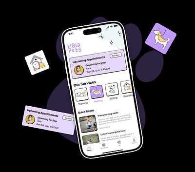 Pet Care App - Hola Pets app design ui ux