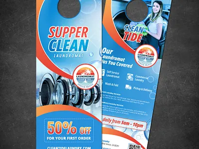 DOOR HANGER DESIGN brochure clean flyer creative door hanger door hanger elegant flyer flyer laundry laundry door hanger laundry flyer laundry service print design promotion design rack card template design