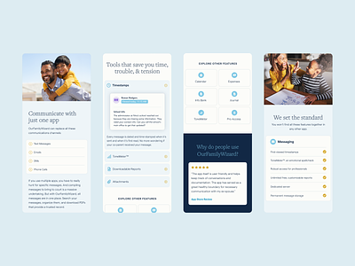 OurFamilyWizard Product Page Details app children co parenting divorce family app kids parenting ui user experience web design