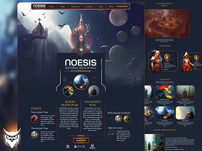 Noesis: Nocturnal Spells of Owls design fantasy game gaming illustration ui web website
