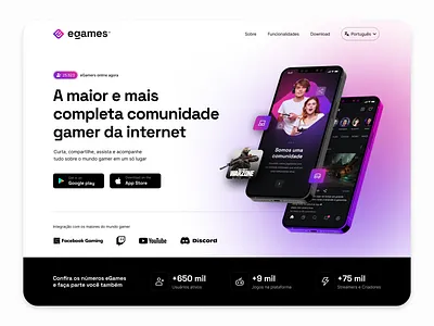 eGames - Landing Page UI/UX app branding design esports figma hero section landing page logo minimal mobile photoshop social media ui design uiux userexpeirence userinterface ux design uxui video game website