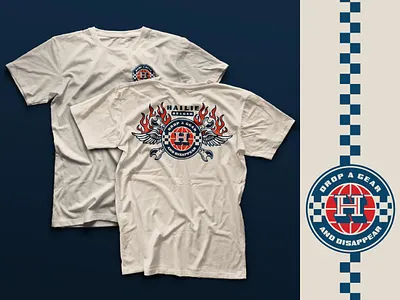 Drop A Gear And Disappear - Hailie Deegan Merch Line badge branding deegan fast graphic halile deegan illustration lockup logo nascar racing screen print speed t shirts tools vector wrench