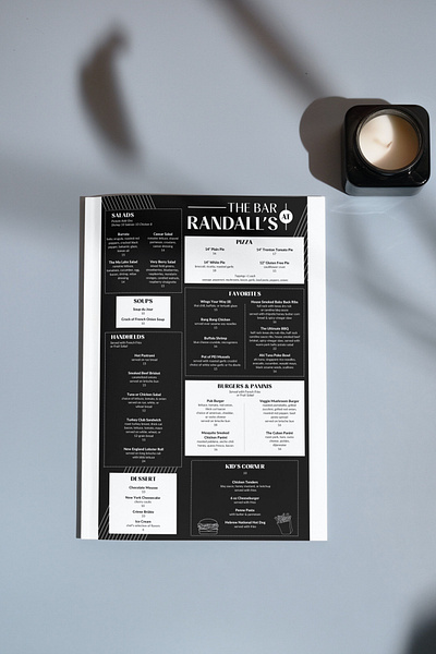 The Legacy Club - The Bar at Randall's Menus branding design graphic design menu