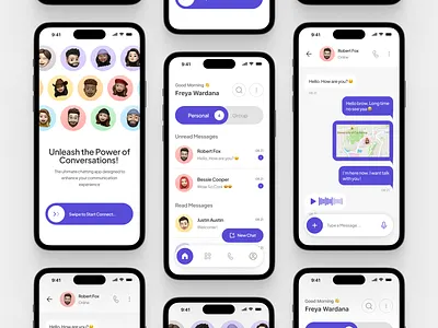 Rumpi - Chat Mobile App app chat chat app chatbot chatting clean communication direct messaging emoji message messager minimal mobile mobile app splash screen talk telegram ui video call whatsapp