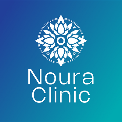 Noura Clinic logo/brand design affinity blue brand brand design brand identity branding clinic compass concept design designer graphic design health identity logo logos lotus process psychotherapy wellbeing