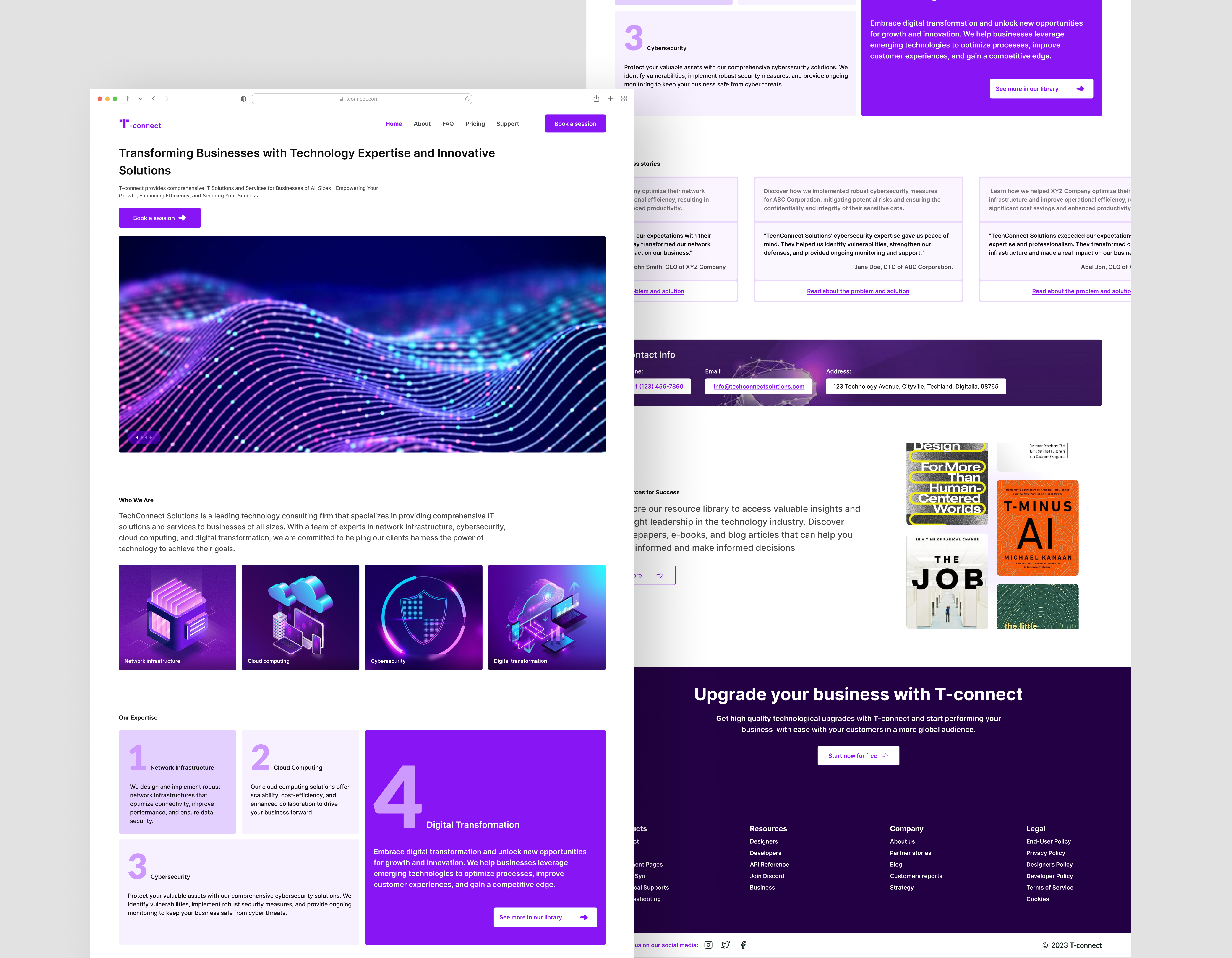 T-connect landing page design landing page ui uiux website