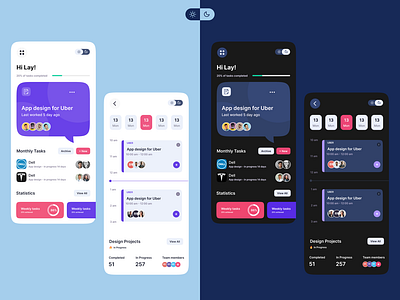 Project Manager - Light & Dark app branding design fi figma graphic design typography ui vector