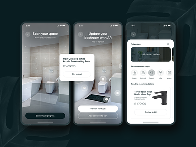 Design your space with AR ai app ar bathroom clean design iconography icons illustration ios minimal mobile ui ux