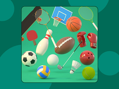 ⚽Sport Equipment 3d animation branding cinema4d design graphic design illustration redshift