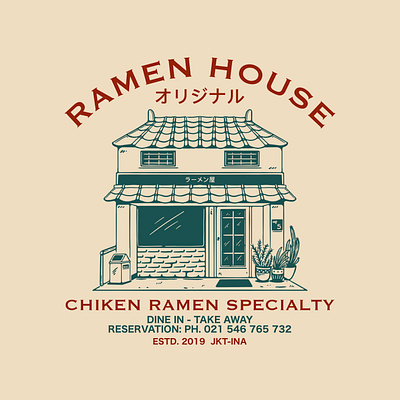 ramen house branding design graphic design illustration logo typography vector vintage vintagedesign