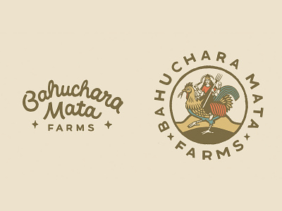 Bahuchara Mata Farms branding custom lettering design farm graphic design illustration logo logo design