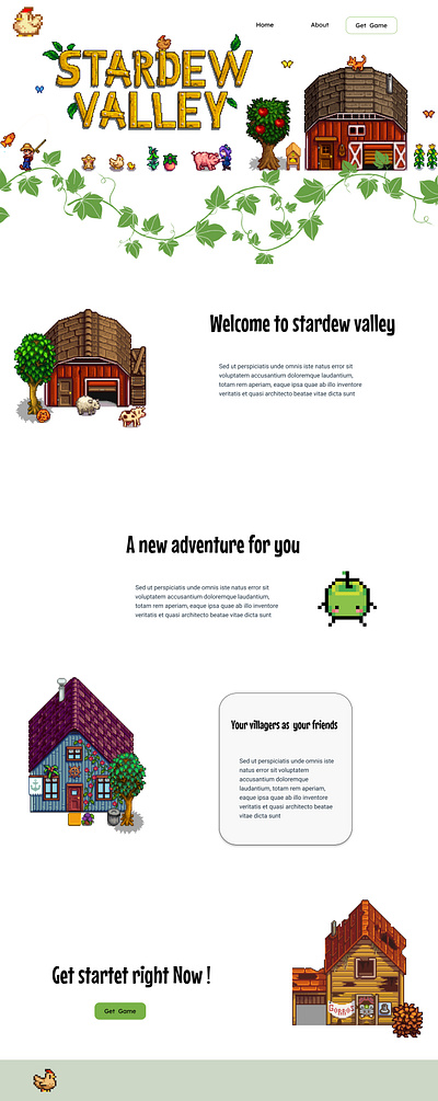 Stardew Valley landing page animation ui