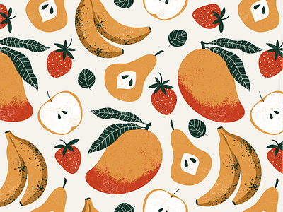 Fruit seamless pattern apple banana fruit illustration mango pattern retro strawberry textured vector xara