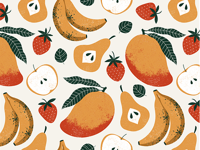 Fruit seamless pattern apple banana fruit illustration mango pattern retro strawberry textured vector xara