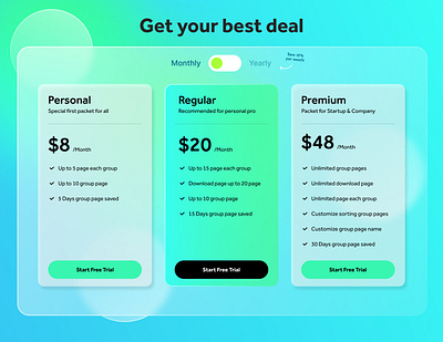 Pricing Section UI Design 3d animation branding design elementor figma graphic design illustration logo motion graphics typography ui vector