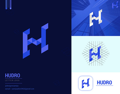 HUDRO LOGO DESIGN brand identity branding letter logo logo logo design modern logo vect plus