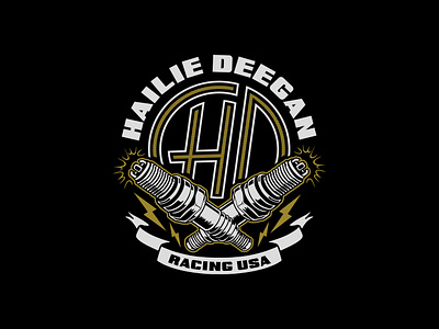 High Voltage - Hailie Deegan Merch Line badge branding deegan graphic hailie deegan illustration lockup logo nascar racing spark plug