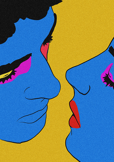 Le baiser colors couple design graphic design illustration kiss love lovers poster