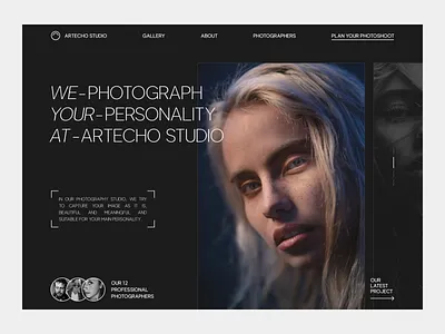 Artecho Studio ✨ classic dark echo echo design elegant hero layout look minimal photo photographer photography portrait slider studio style ui design unique web design website